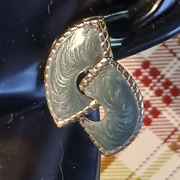 1980s Vintage Retro Shimmering Green/Blue/Gray Enamel Pierced Earrings #35W - Picture 8 of 14